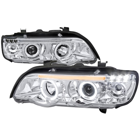 Spec-D Tuning 01-03 Bmw E53 X5 Halo LED Projector Headlight Chrome Housing LHP-X500-TM